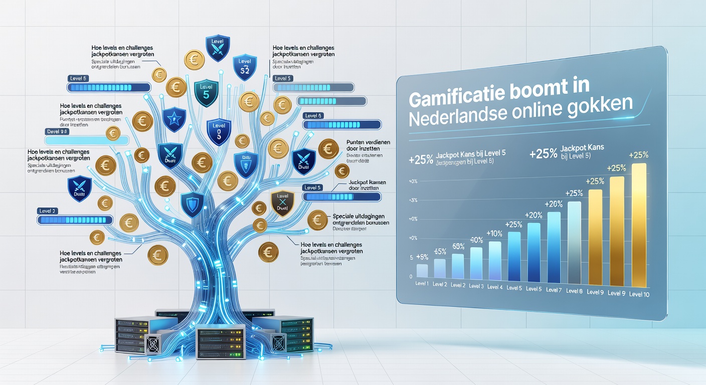 Een challenge-board in een Nederlands online casino toont levels en jackpotprogressie met beloningen voor voltooide taken