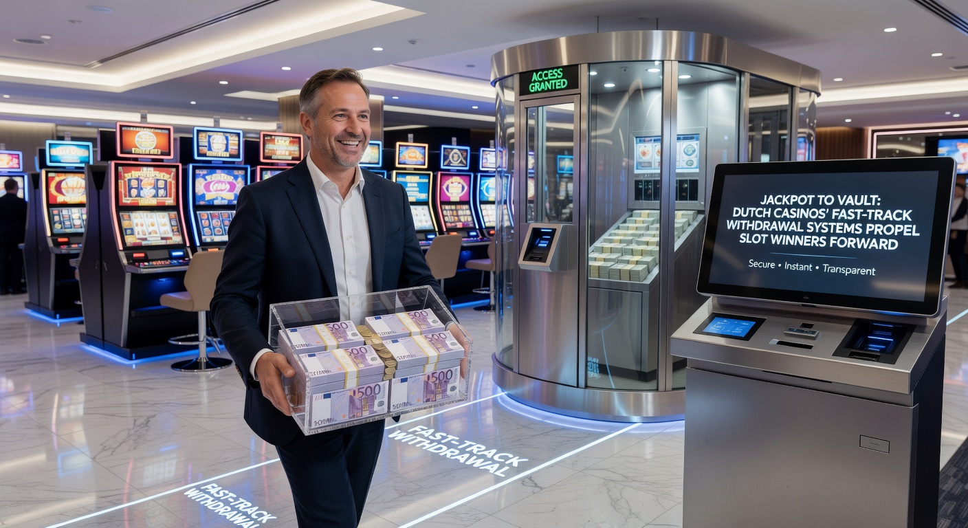 Gouden kluis opent zich met eurobiljetten die eruit stromen naast een smartphone met casino-app en uitbetalingsbevestiging
