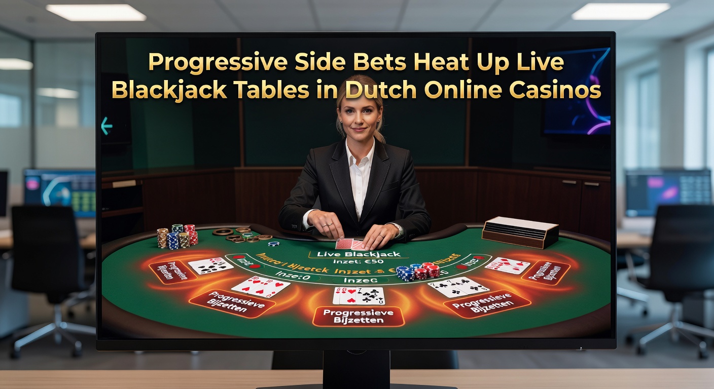 Schermafbeelding van een live blackjack interface met progressieve side bet jackpots die oplopen, Nederlandse vlag zichtbaar voor lokale markt