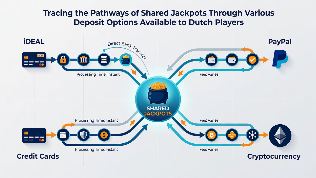 Diagram van stortingsmethoden gekoppeld aan jackpotpools