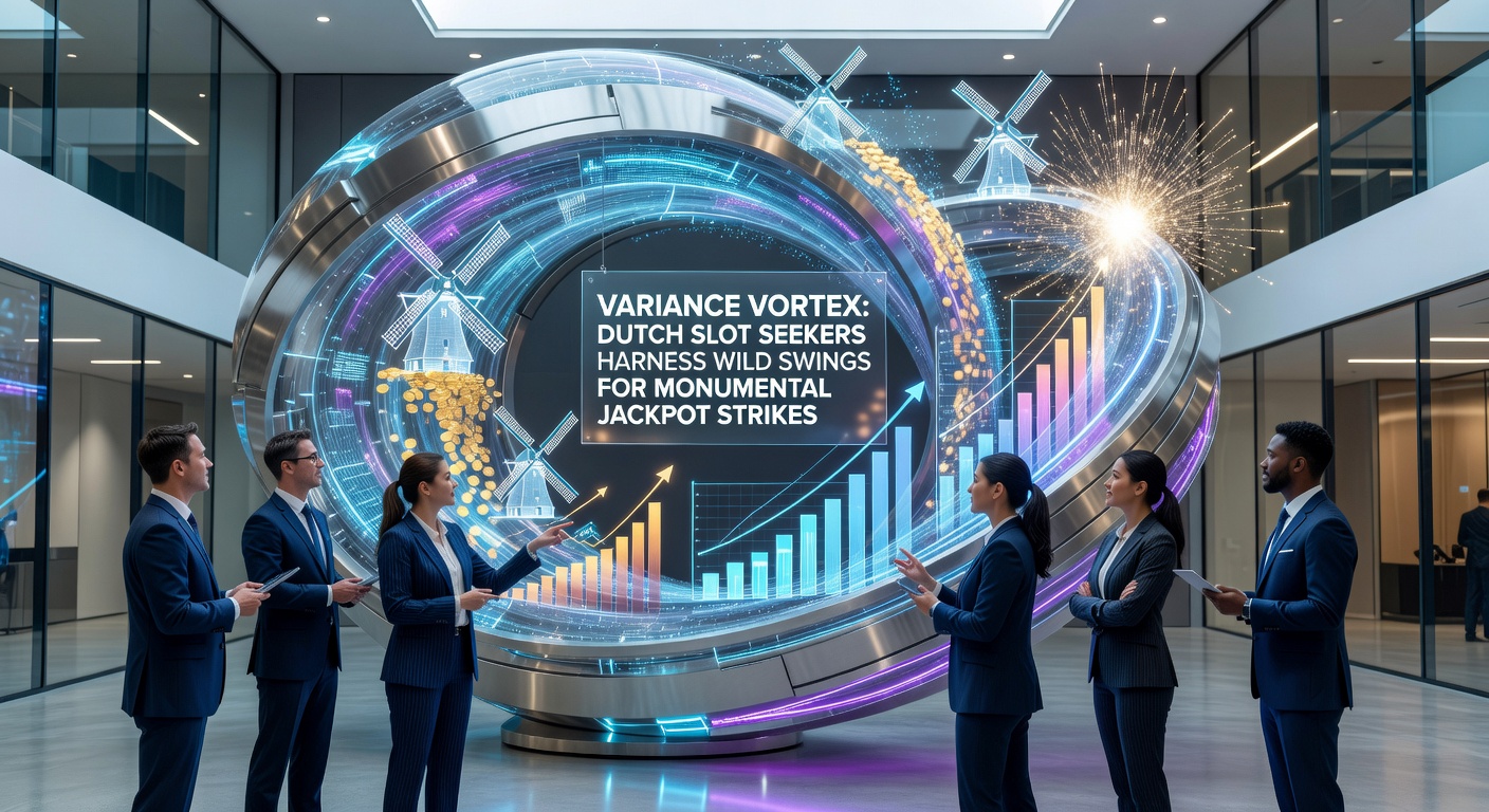 Grafiek met variance-curves van slots, tonen pieken in hoge volatiliteit jackpots versus vlakke lijnen van lage variance games